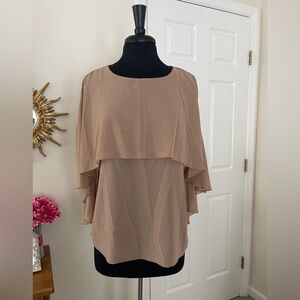 Elegant Women's Tan Layered Sheer Top